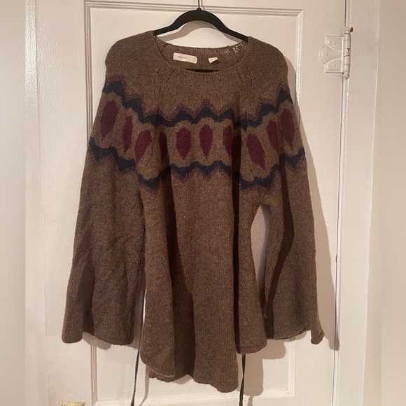 Anthropologie Metallic Bell-Sleeve Sweater w/Leather Tie - Picture 6 of 7